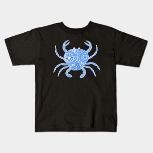 Mandala Crab (blue and white inverted) Kids T-Shirt